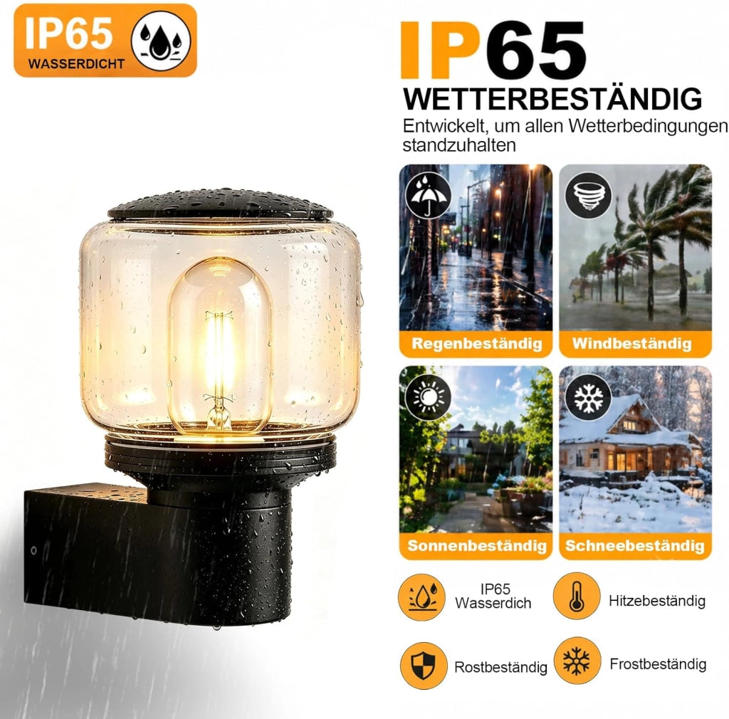 ZMH Lampada da Esterno Interno E27 Max 40W Nero per Terrazza Balcone/Parete Giardino Senza Lampadina