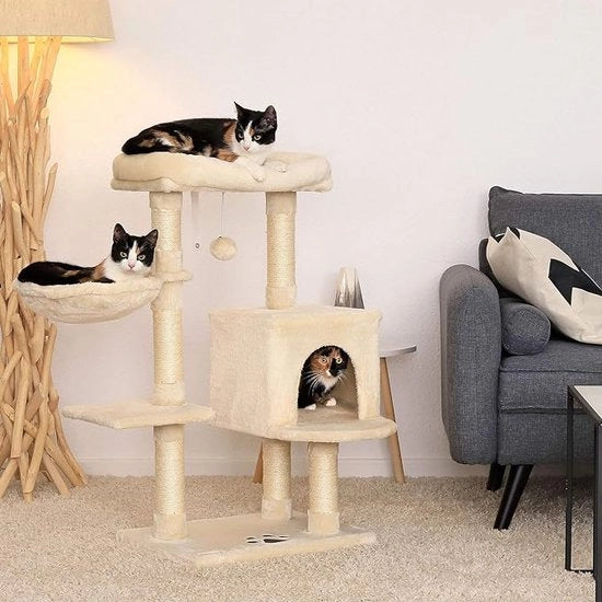 Torrone per gatti / paletta per granchi - arredo per gatti con torre di gioco, Centro di attività stabile, albero per gatti con amaca e grazioso rifugio per gatti