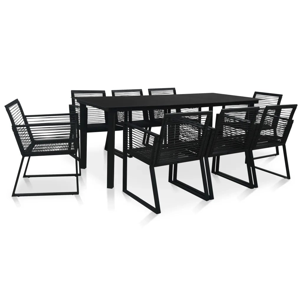 Set da Pranzo da Giardino 9 pz in Rattan PVC Nero cod mxl 41310