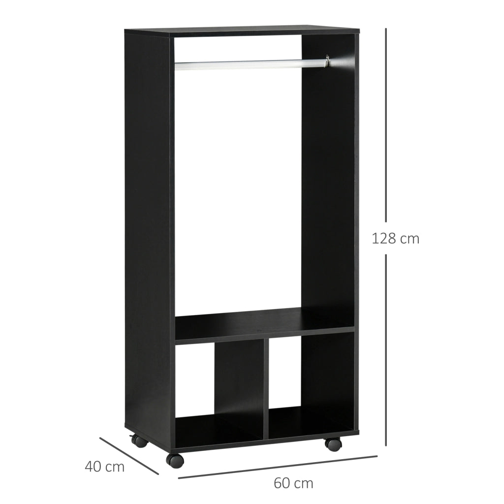 Armadio con appendiabiti e ripiani ¨C Zephmum ¨C Nero 60x40x128 cm