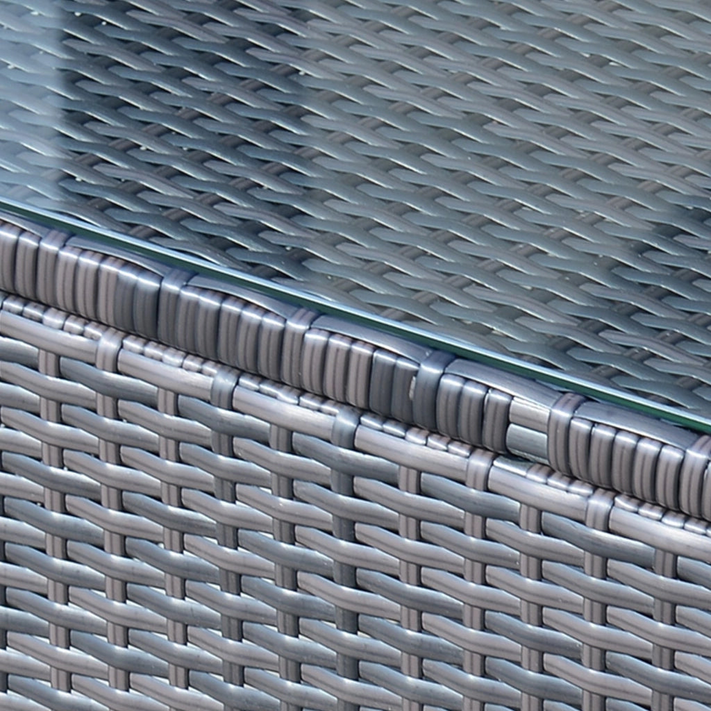 EasyComfort Tavolino da Giardino in Vetro Temperato 5mm Rettangolare Esterno Rattan 85 x 50 x 39 cm Marrone