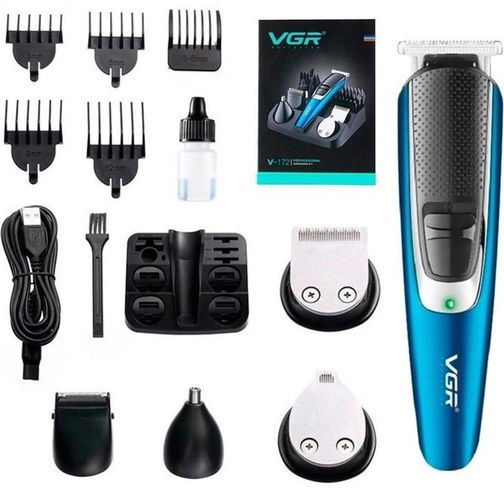 Kit Tagliacapelli Barba Professionale Ricaricabile Elettrico Senza Fili Vgr V172