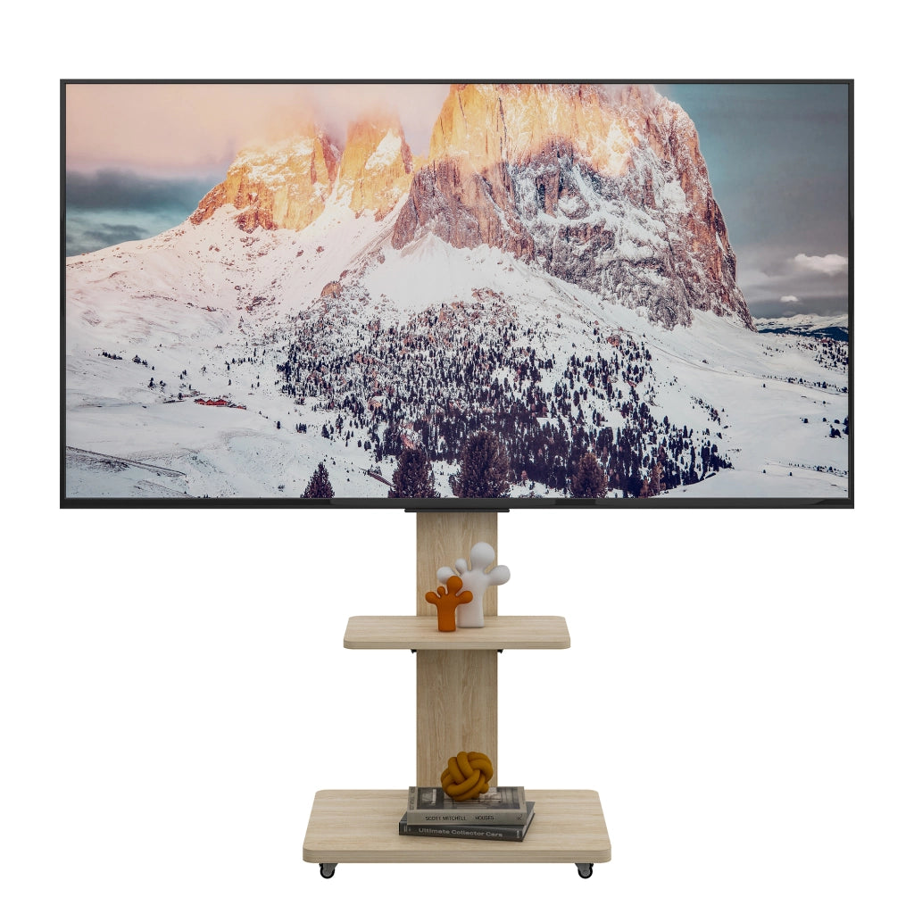 Supporto TV Mobile con Ripiano 32-75 Pollici Altezza Regolabile ¨C Xylo ¨C Rovere 60x40 cm