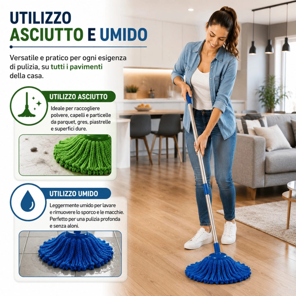 Ricambio Mocio XL 30 cm Microfibra Doppia Fibra 362922