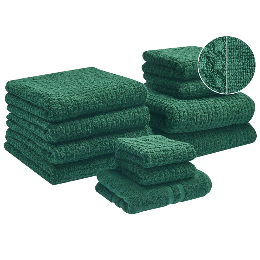 Set di 11 asciugamani Verde in cotone per ospiti Asciugamano da bagno e tappetino da bagno