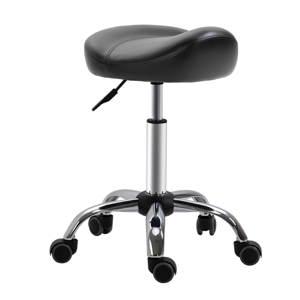 Sgabello da salotto con sedile a sella regolabile in altezza ¨C zephmum ¨C Pelle sintetica, 48x48x54-69cm, Nero