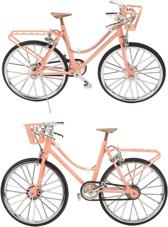 Miniatura bicicletta rosa scura scala 1/10 per decorazione da tavolo