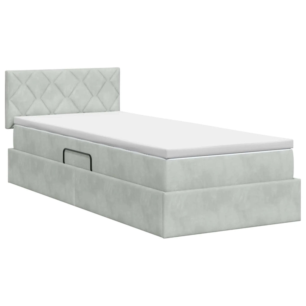 Letto con Contenitore Grigio Chiaro 90 x 200 cm Velluto 3458841