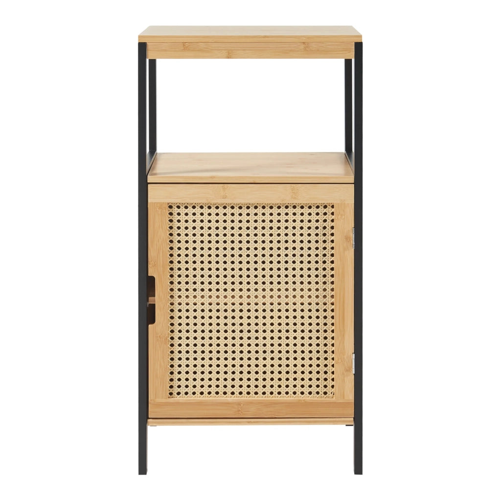 Mobiletto portaoggetti da bagno 80 x 40 x 35 cm MDF bambù rattan beige 03_0008886