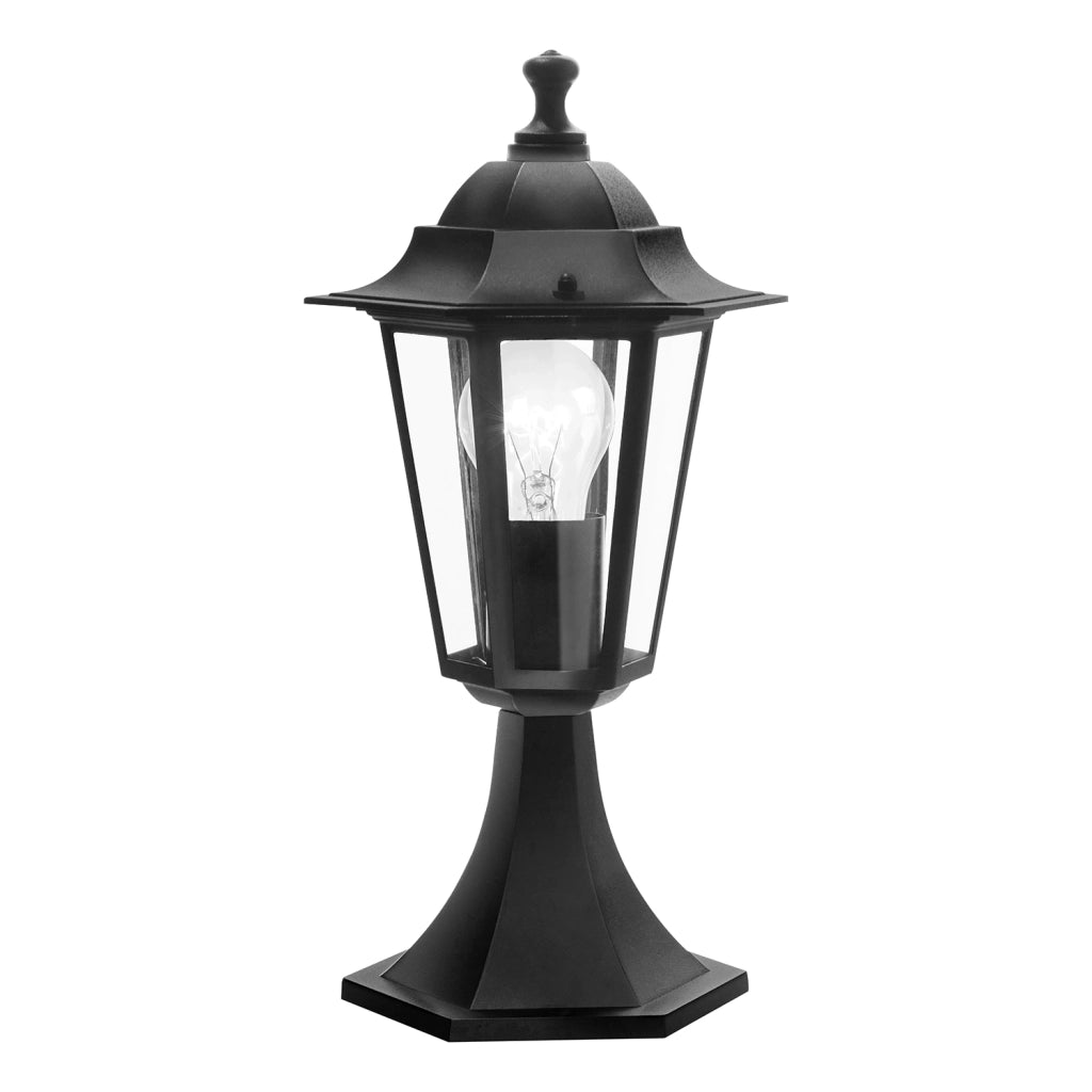 Lampione Per Esterno Classico Laterna 4 Alluminio Nero Vetro Bianco 1 Luce E27