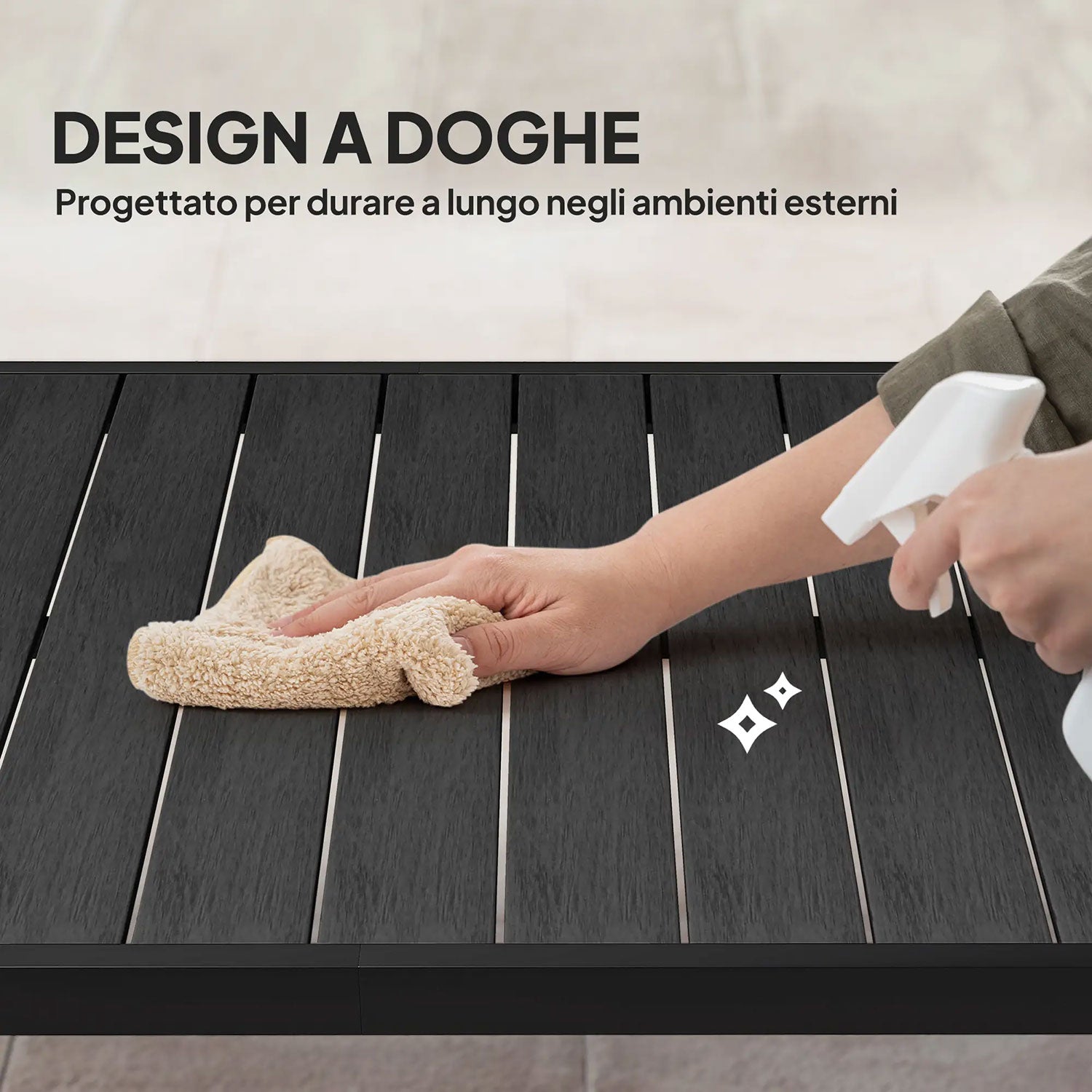 Tavolo da Pranzo da Giardino per 8 Persone in Alluminio e Plastica Nero