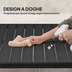 Tavolo da Pranzo da Giardino per 8 Persone in Alluminio e Plastica Nero