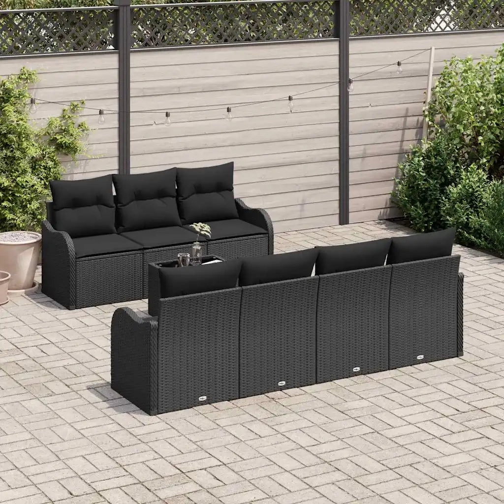Set Divano da Giardino con cuscino con archiviazione 8 pcs Nero 3354282