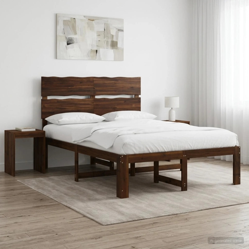 Letto matrimoniale con testiera ROSTOCK Marrone Scuro 3405491