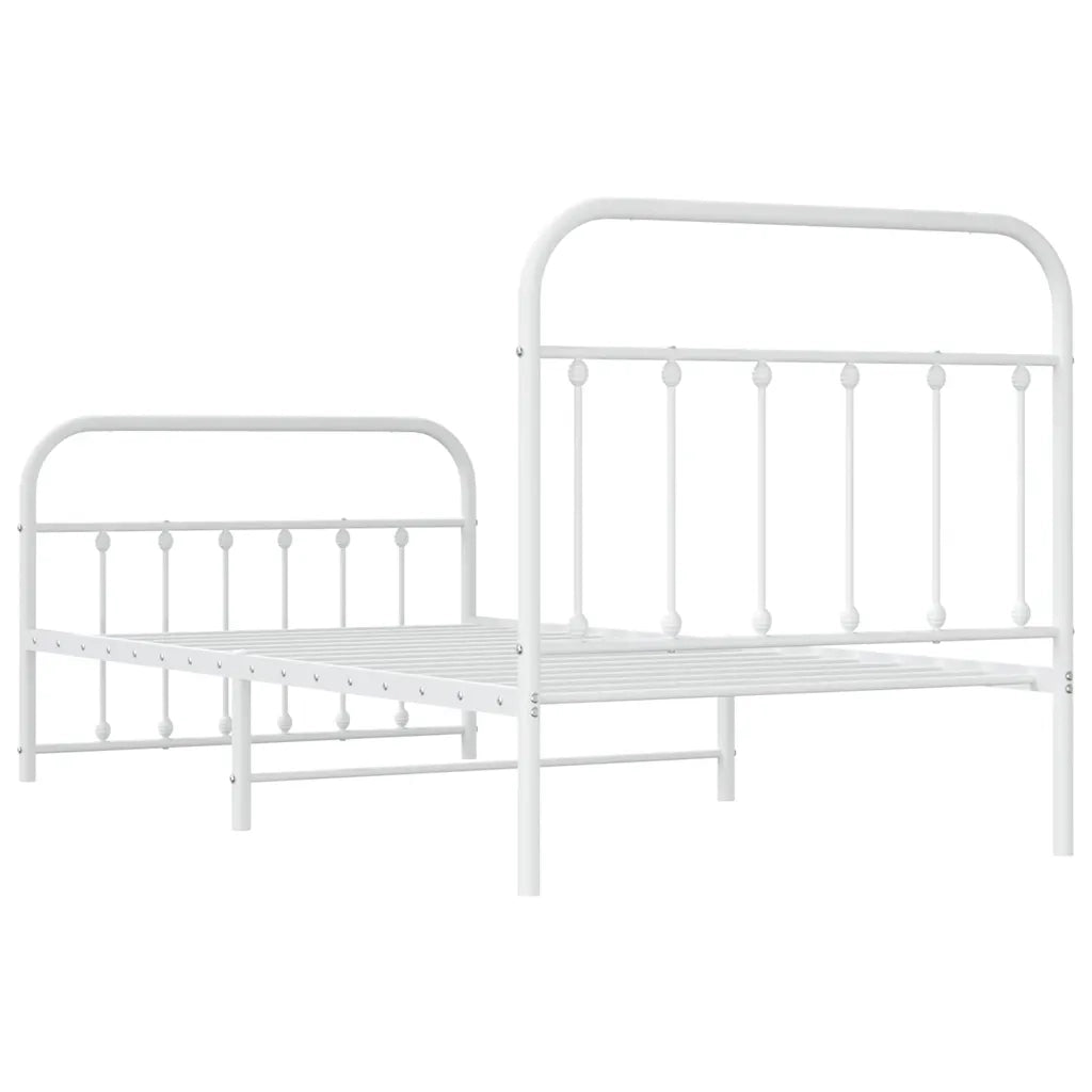 Giroletto con Testiera e Pediera-Struttura Letto Metallo Bianco 100x190 cm 621300