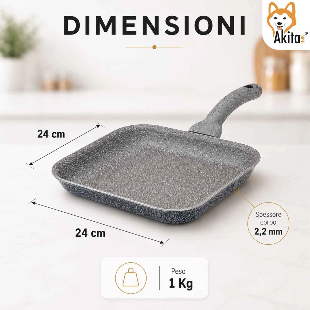 Akitaink Bistecchiera Pietra 24x24 Antiaderente
