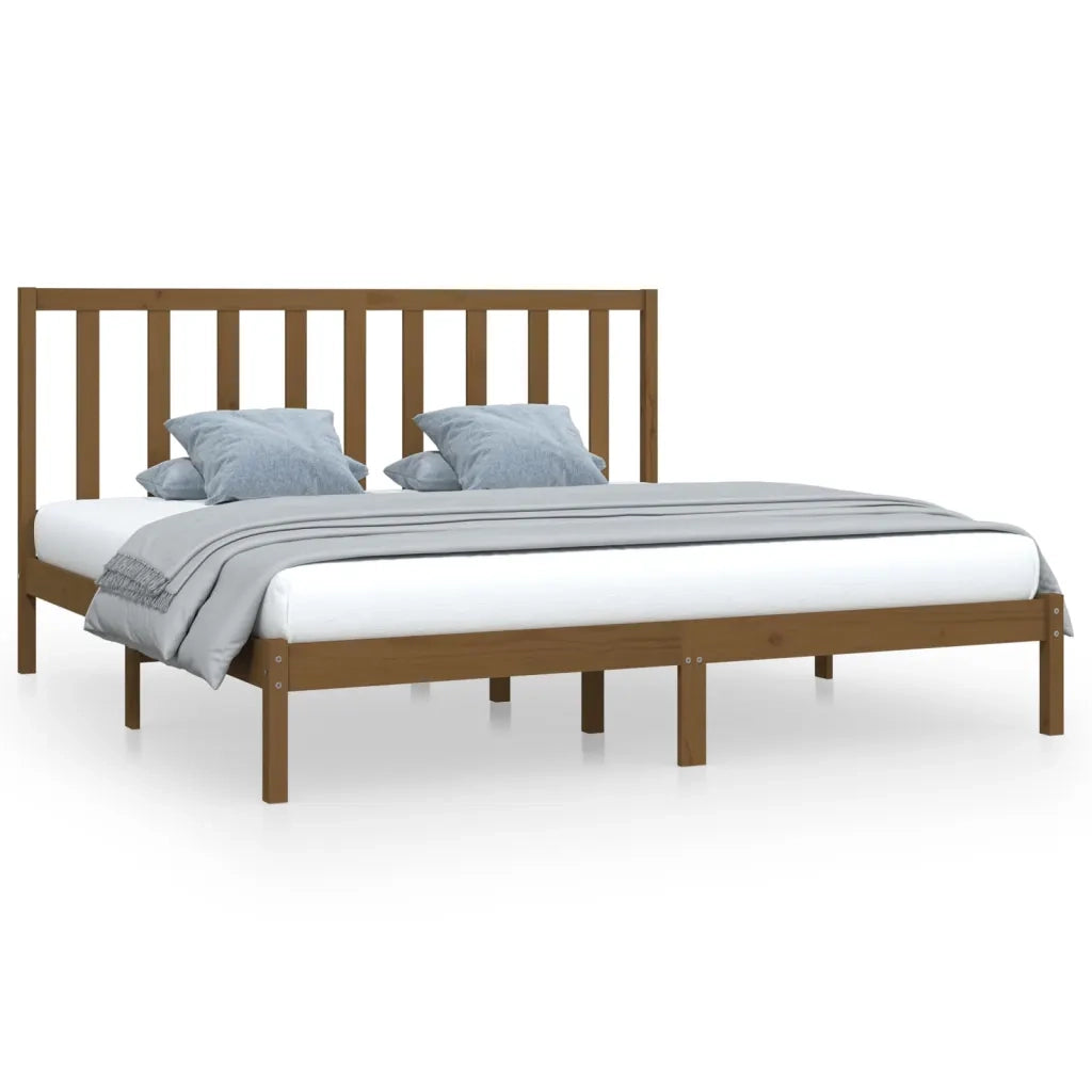 Letto matrimoniale | Letto per adulti | Giroletto senza Materasso Ambra in Legno di Pino 200x200 cm