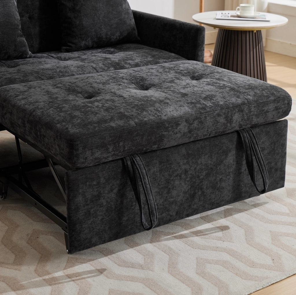 DIVANO Imbottito con USB e Porta Tablet 109x72x83,5 cm Nero