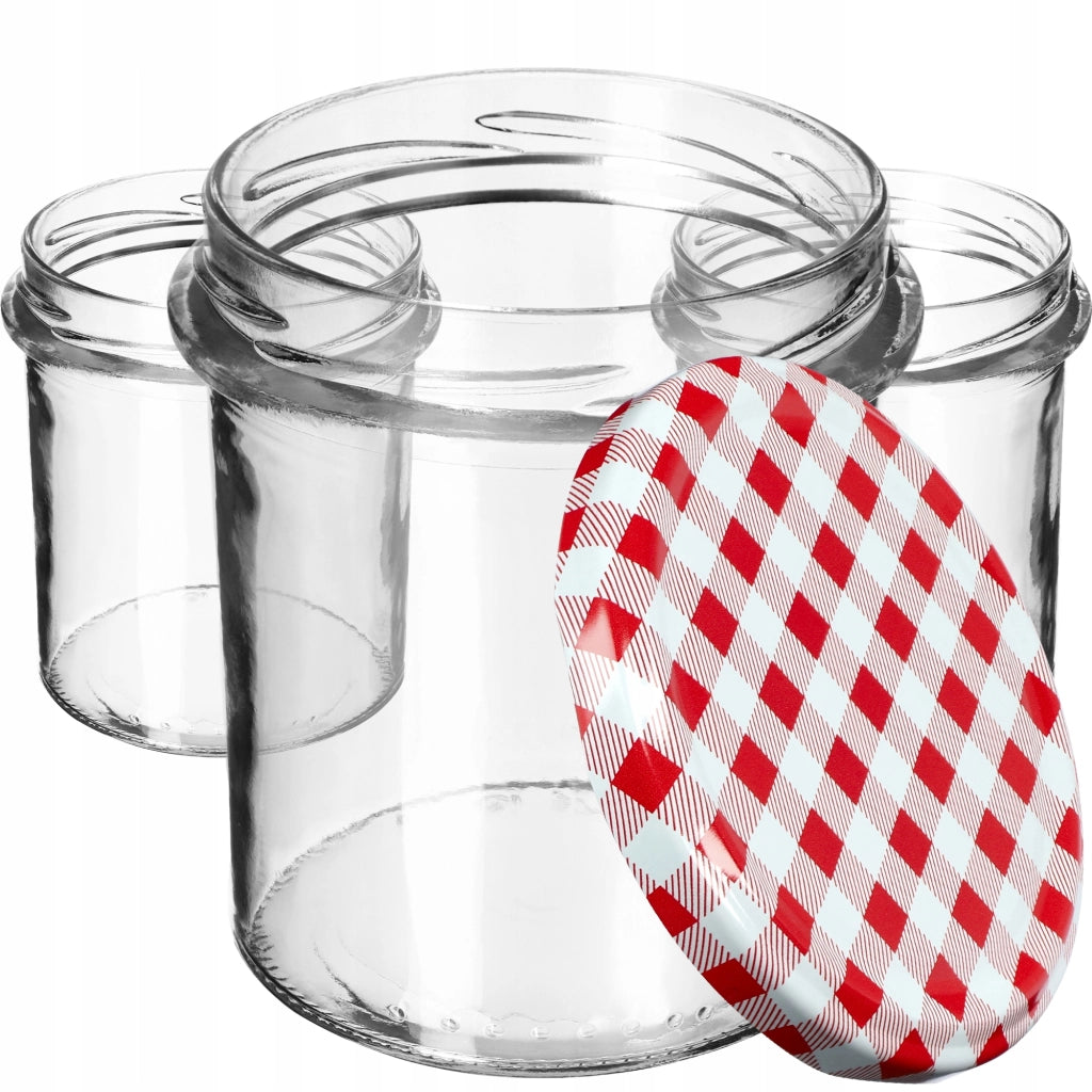 Barattoli di vetro KADAX Avila 350ml 50pz 82mm + coperchio "Red Lattice"