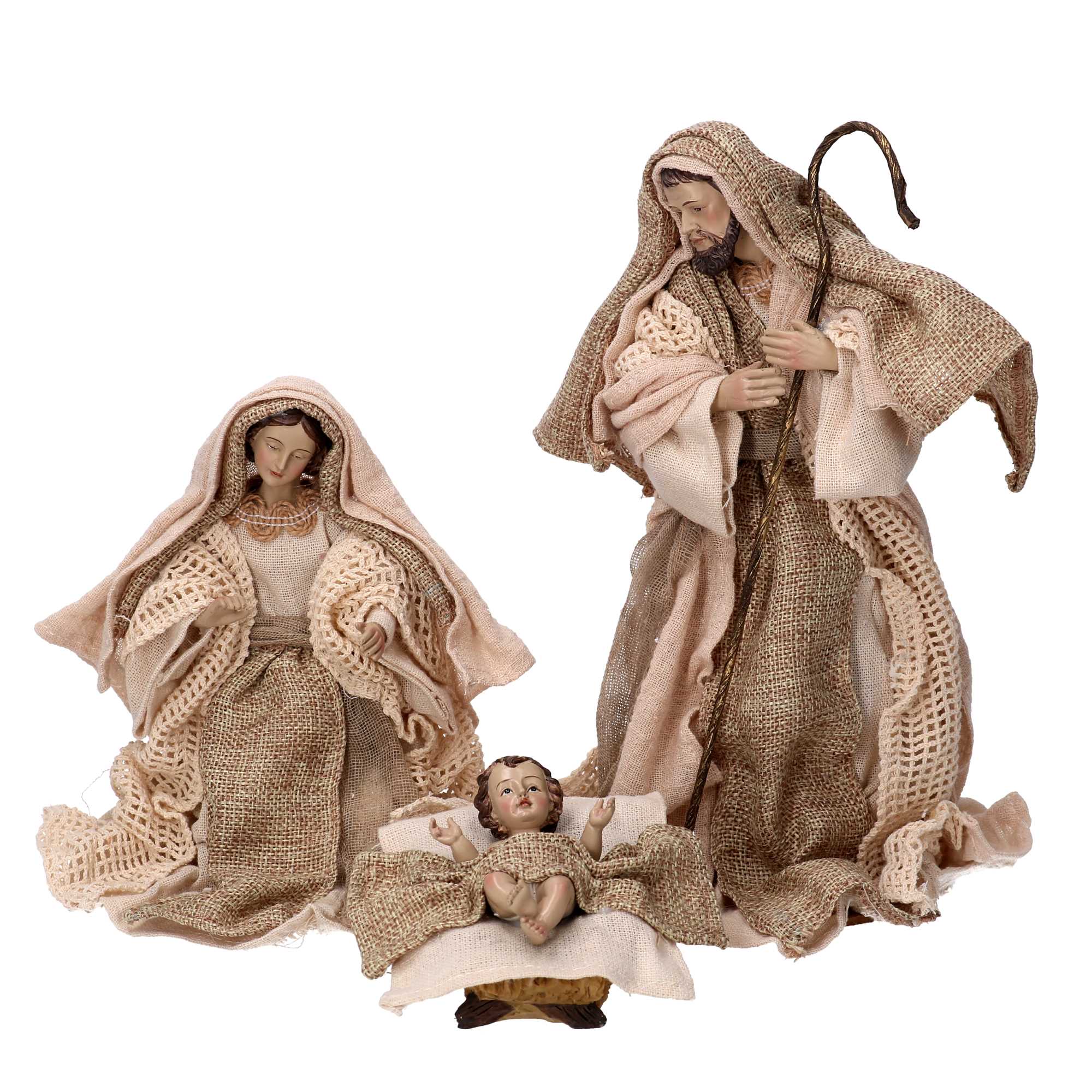 Natività tessuto set 9pz beige cm xh25,5