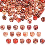 Accessori per capelli in legno - filetto in legno - fori ampi - rosso con motivi - accessori per acconciature in legno - ideali per DIY - 200 pezzi