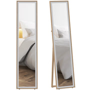 Specchio a Pieno Corpo con Cornice MDF ¨C Zephmum ¨C 37x4x157 cm Argento e Naturale