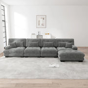 Divano angolare modulare - Xylo - Configurazione L, 4 posti con pouf removibile, grigio
