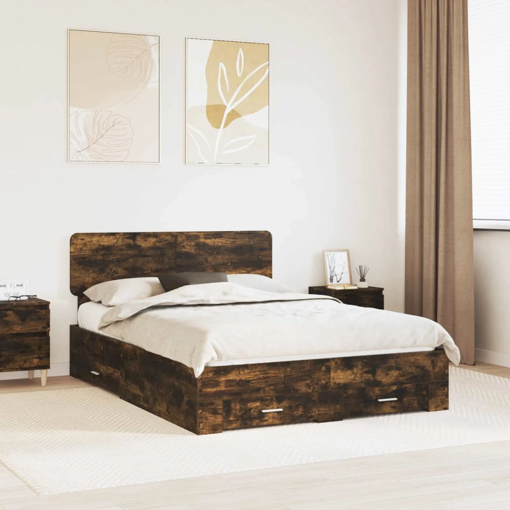 Struttura del letto Rovere fumé 150 x 200 cm Legno multistrato 3412361