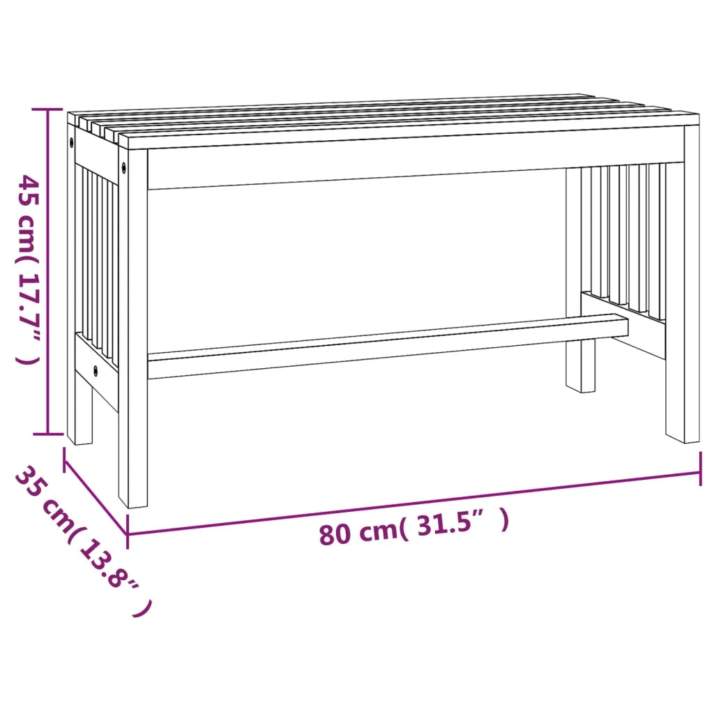 Panca da Corridoio-Sgabello-Panca da esterno 80 cm Legno Massello di Eucalipto