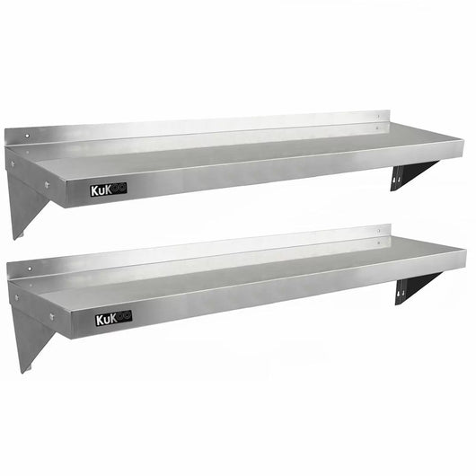 Set 2 Mensole a Muro 140x30 cm per Cucine di Ristoranti Pizzerie in Acciaio Inox