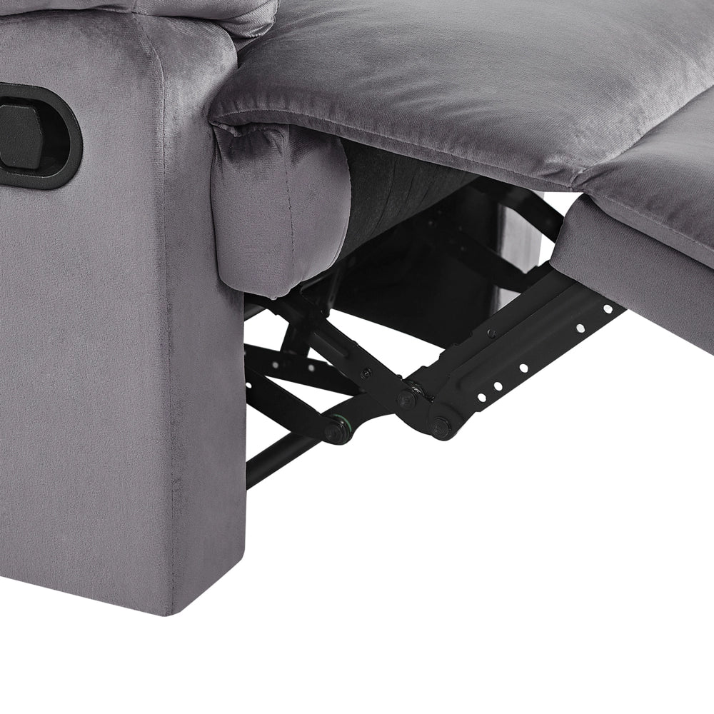 Sedia reclinabile Rivestimento in velluto grigio Push-Back Schienale e poggiapiedi regolabili manualmente Poltrona dal design retrò