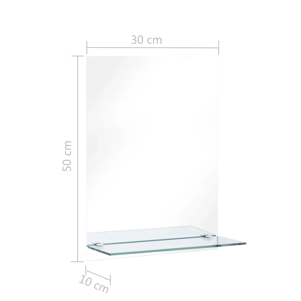 Specchio da Parete con Mensola 30x50 cm in Vetro Temperato cod mxl 62440