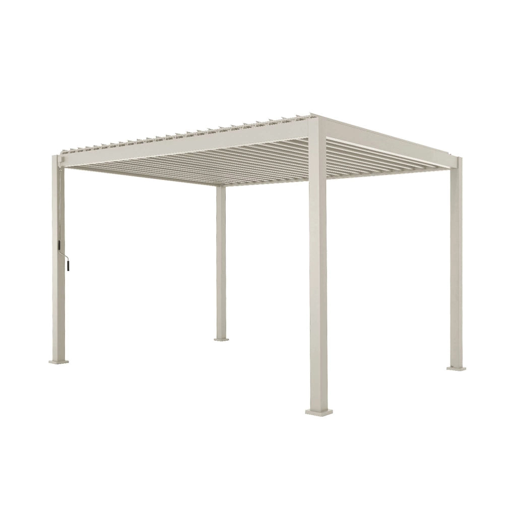 Pergola bioclimatica 3x4m in alluminio, lamelle orientabili, beige