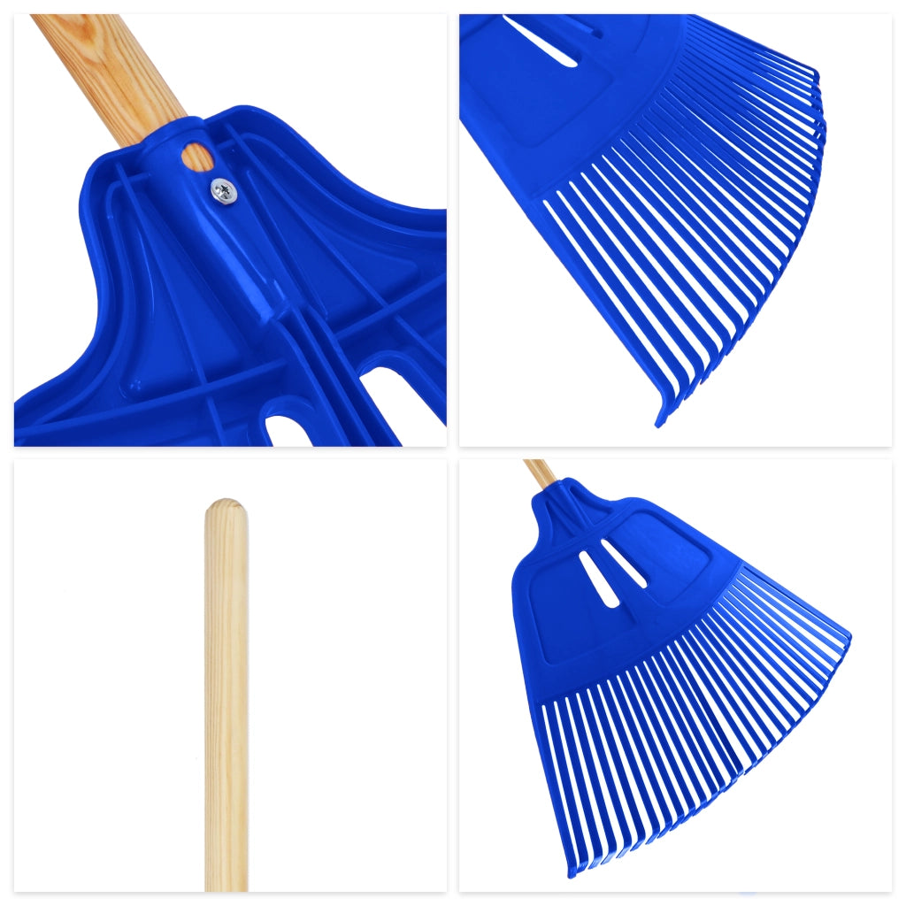 Rastrello per foglie KADAX con manico in legno, lunghezza 174 cm, a ventaglio.