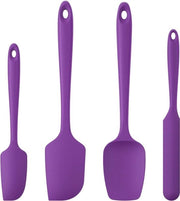 Set di Spatole a 4 pezzi - resistente al calore - flessibile - BPA libero - non aderente - senza giunzioni - silicone - accessori da cucina - padelle - cottura - viola