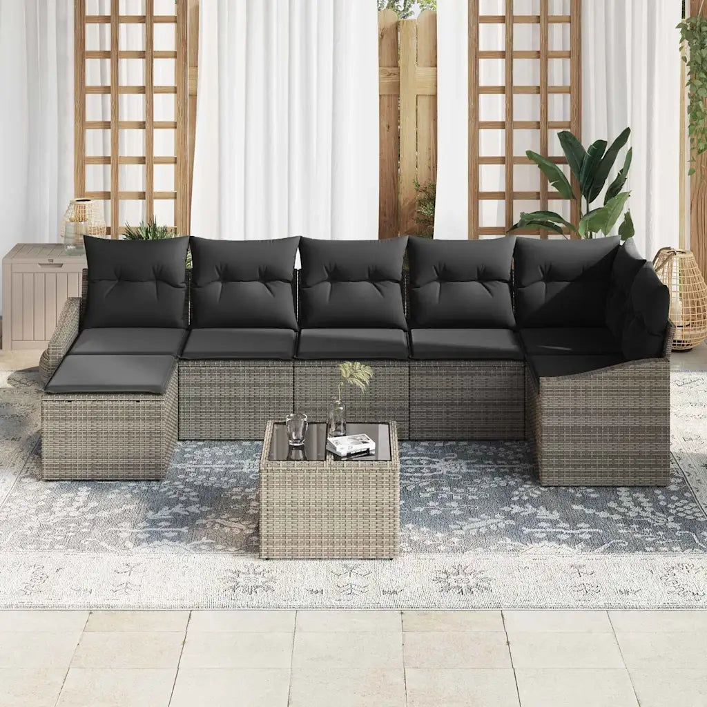 Set di divani con cuscino 8 pcs Grigio polyrattan 3346819