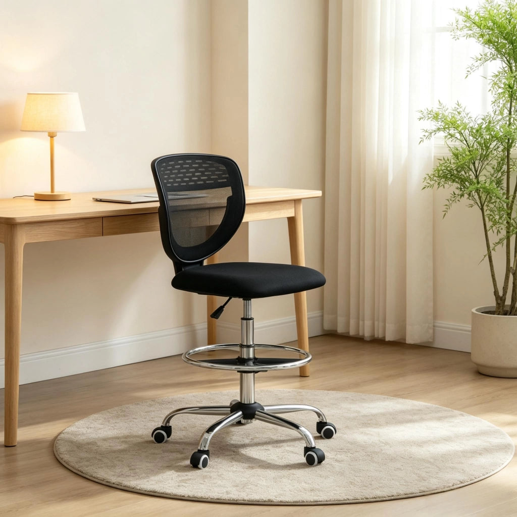 Sedia da ufficio ergonomica in rete nera, 1 pezzo, altezza regolabile 68-88 cm