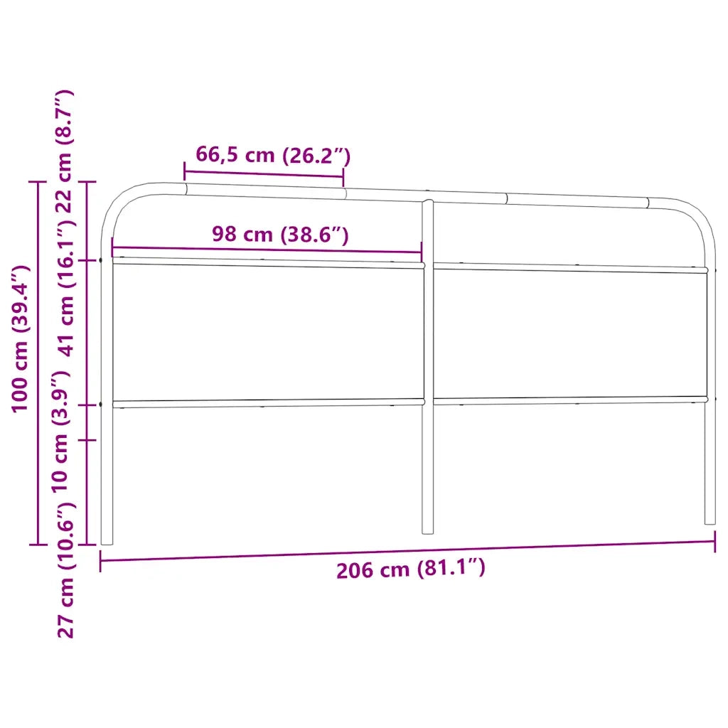 Testiera Rovere Fumo 200 cm in Acciaio e Legno Multistrato