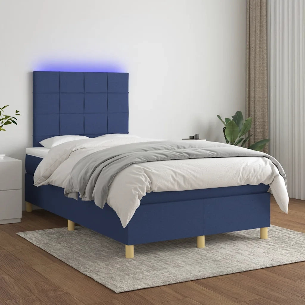 Letto a Molle con Materasso e LED Blu 120x190 cm in Tessuto 3270252