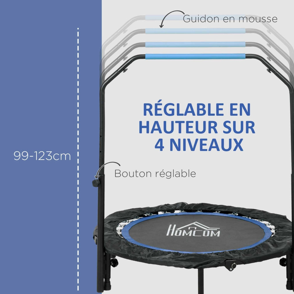 Trampolino Fitness Palestra ¨C Xylo ¨C Con Maniglia Regolabile Pieghevole ? 102 cm Nero Blu