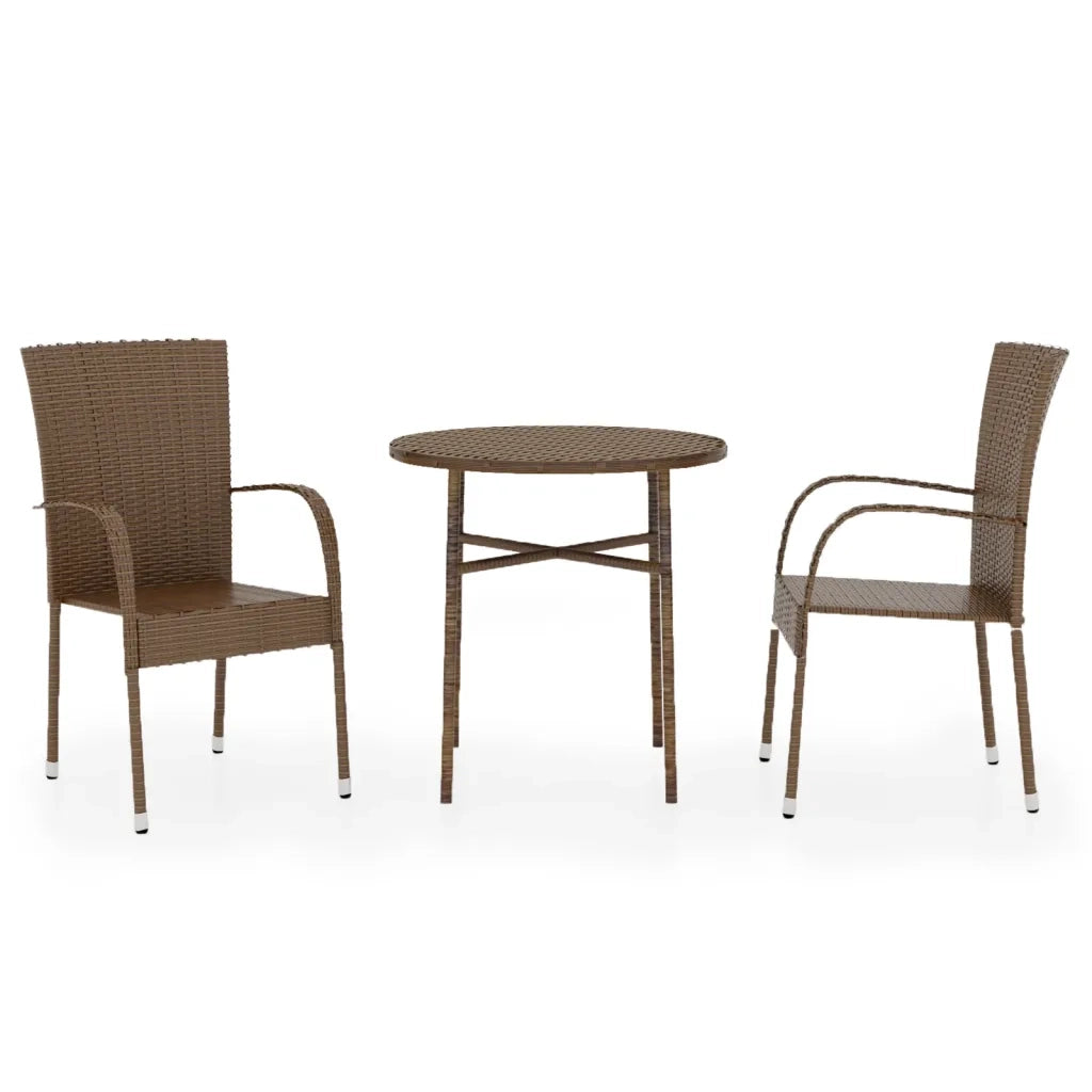 Set Mobili da Pranzo per Giardino 3 pz | Set Salotto da Giardino in Polyrattan Marrone