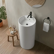 Lavabo freestanding tondo 41x85 cm in ceramica bianco lucido Giove