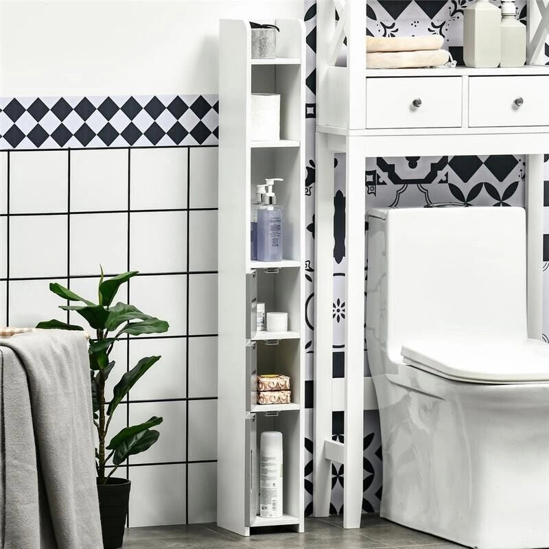 COLONNA BAGNO CON MENSOLE E ARMADIETTI 15X17X120CM BIANCO E GRIGIO