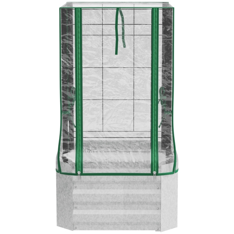Hochbeet 3-in-1 con copertura in PVC e grigliato, 53x53x90 cm, colore Silver