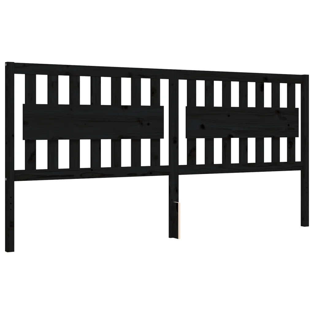 Giroletto con Testiera Nero 200x200 cm in Legno Massello 3192450