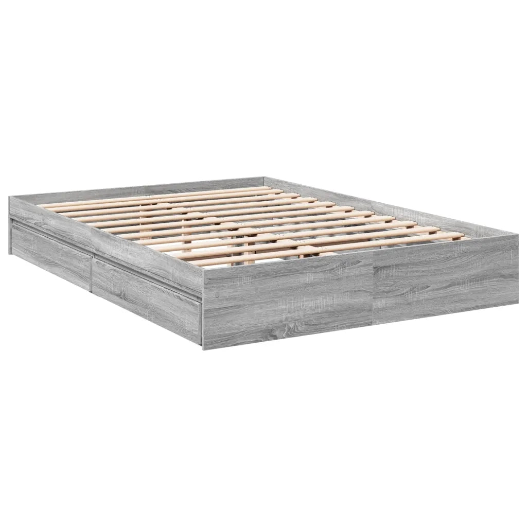 Giroletto Cassetti-Struttura Letto con contenitore Grigio Sonoma 160x200 cm Legno Multistrato 535486