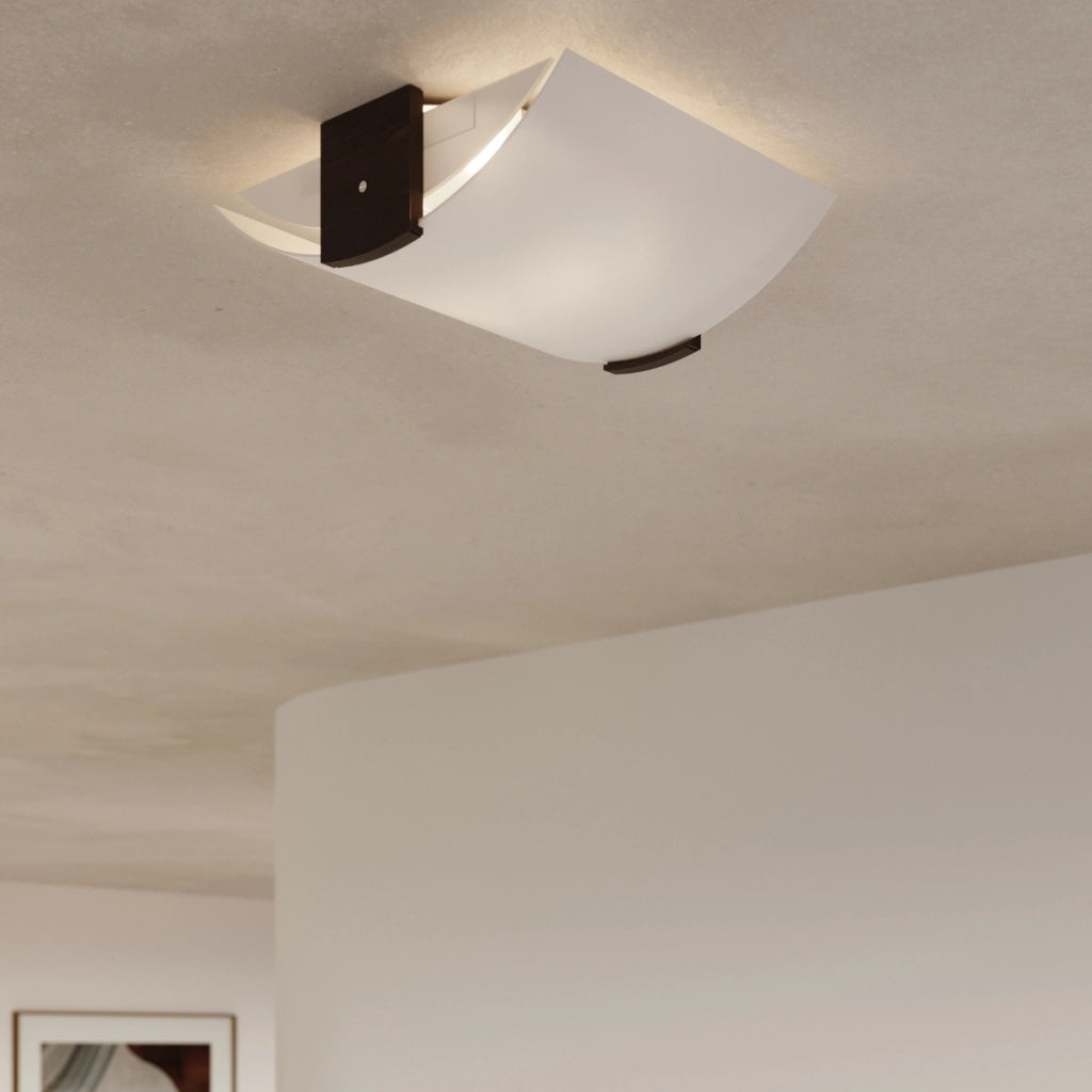 Lampada da tavolo moderna in legno e vetro lattimo Emilio Tangerine 2x15W E27
