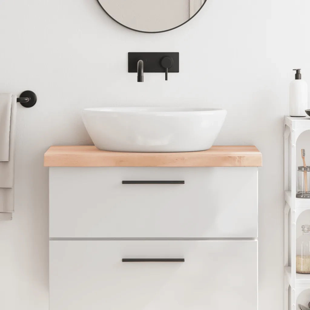 Piano Bagno 80x30x(2-6) cm in Legno Massello Non Trattato 3156019