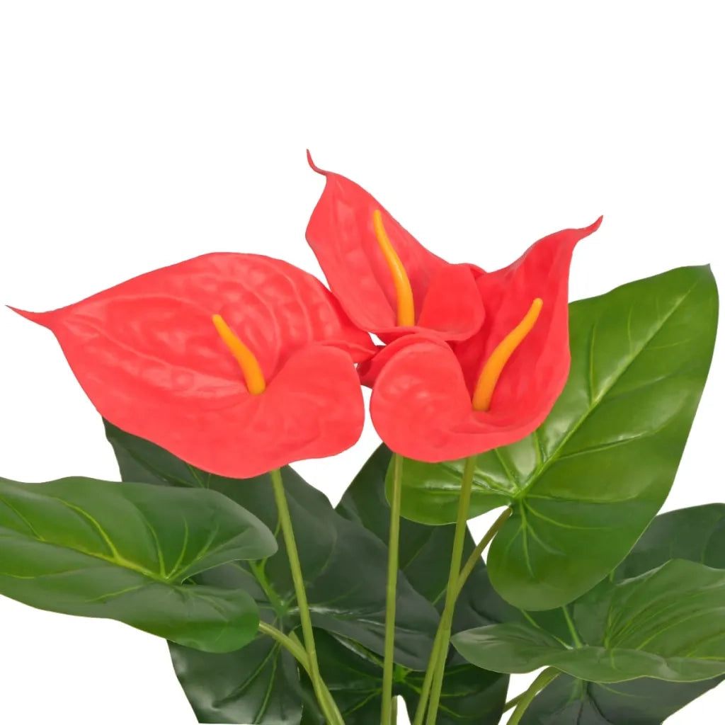 Anturium Pianta Artificiale con Vaso-Piante Decorative 45 cm Rossa e Gialla