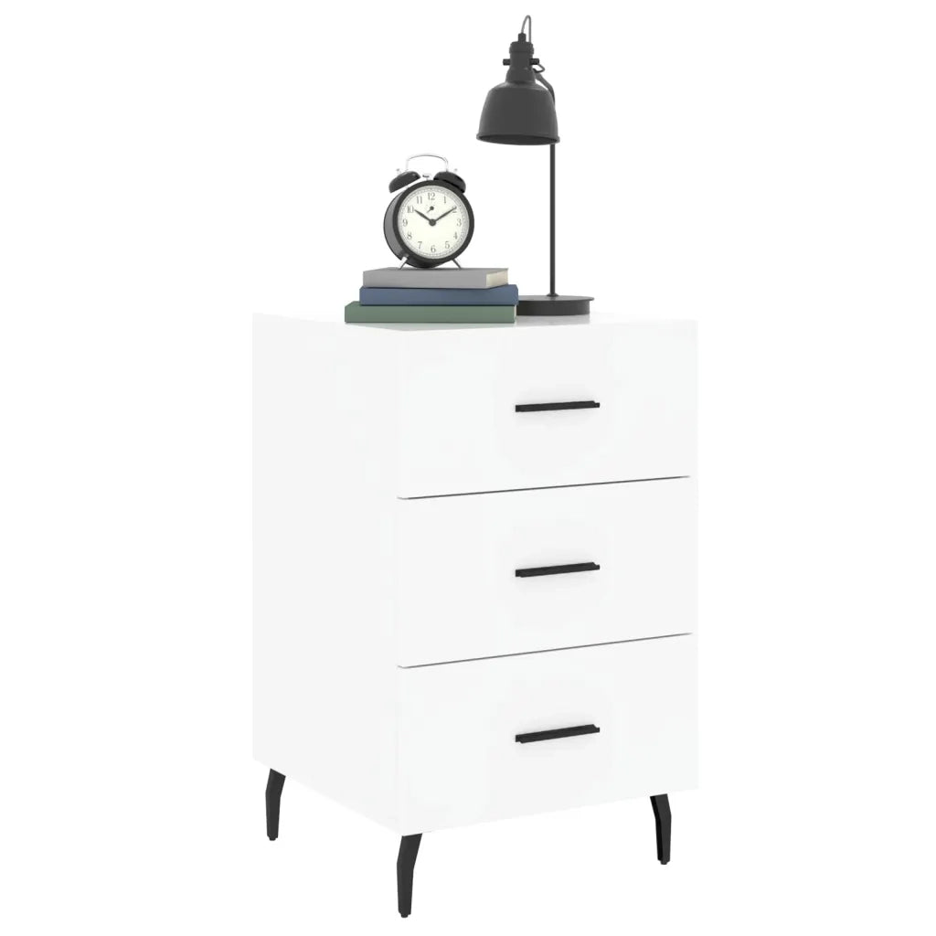 Comodino | Armadio da Notte | Mobiletto da notte Bianco 40x40x66 cm in Legno Multistrato